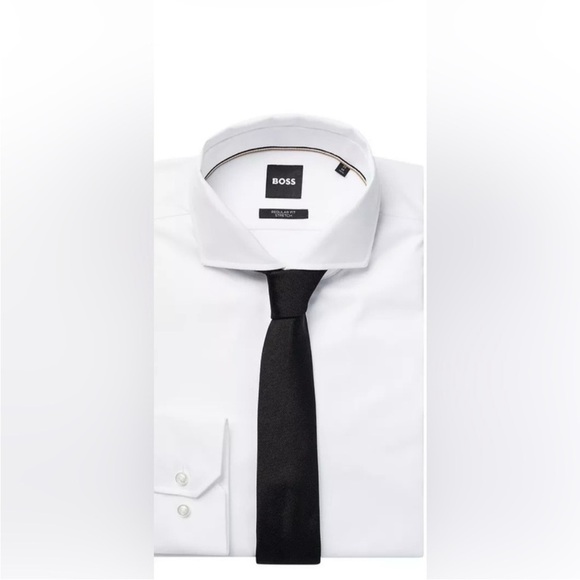 Boss Classic Black Patterned textured tie - Picture 1 of 6